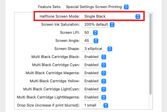 Siebdruck Einstellungen