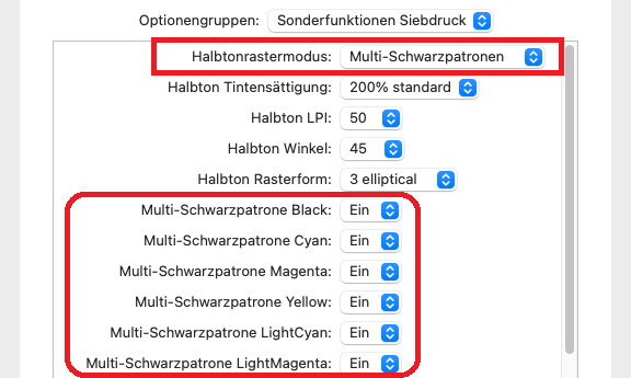 Siebdruck Multi-Schwarzpatronen
