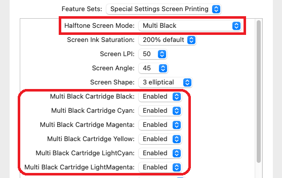 Siebdruck Einstellungen