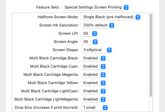 Siebdruck Einstellung Vorgerastert