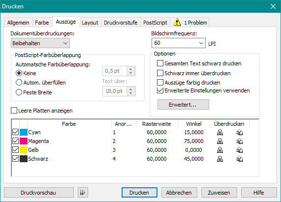 Farbauszüge in CorelDraw