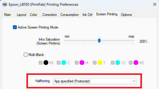 Siebdruck Einstellung Vorgerastert